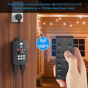 Enchufe de temporizador digital para exteriores de 2 entradas con sensor de luz y sincronización programable (1min-23h59m) -Pantalla LCD Interruptor de alimentación de doble enchufe - Product Image 5