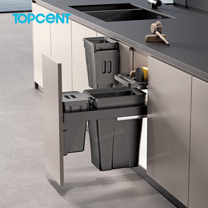 TOPCENT引き出し式ゴミ箱キャビネット下大容量引き出し式プラスチック製ゴミ箱キッチンキャビネット内蔵引き出し式ゴミ箱 - Product Image 1