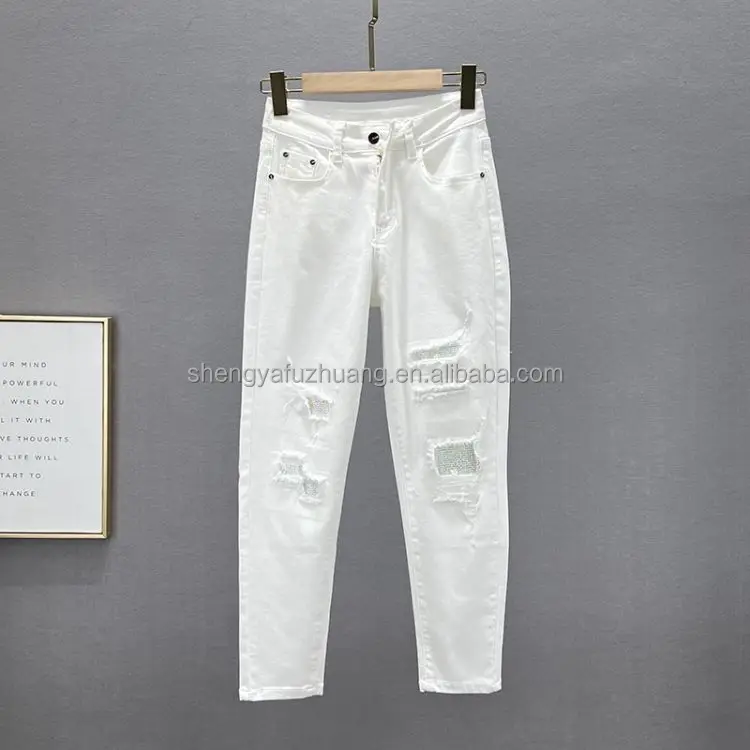 Latest Design Girl's Wear Denim Pants Good Quality Comfortable Denim Jeans Women's High Waist Jeans Elastic Jeans For Lady