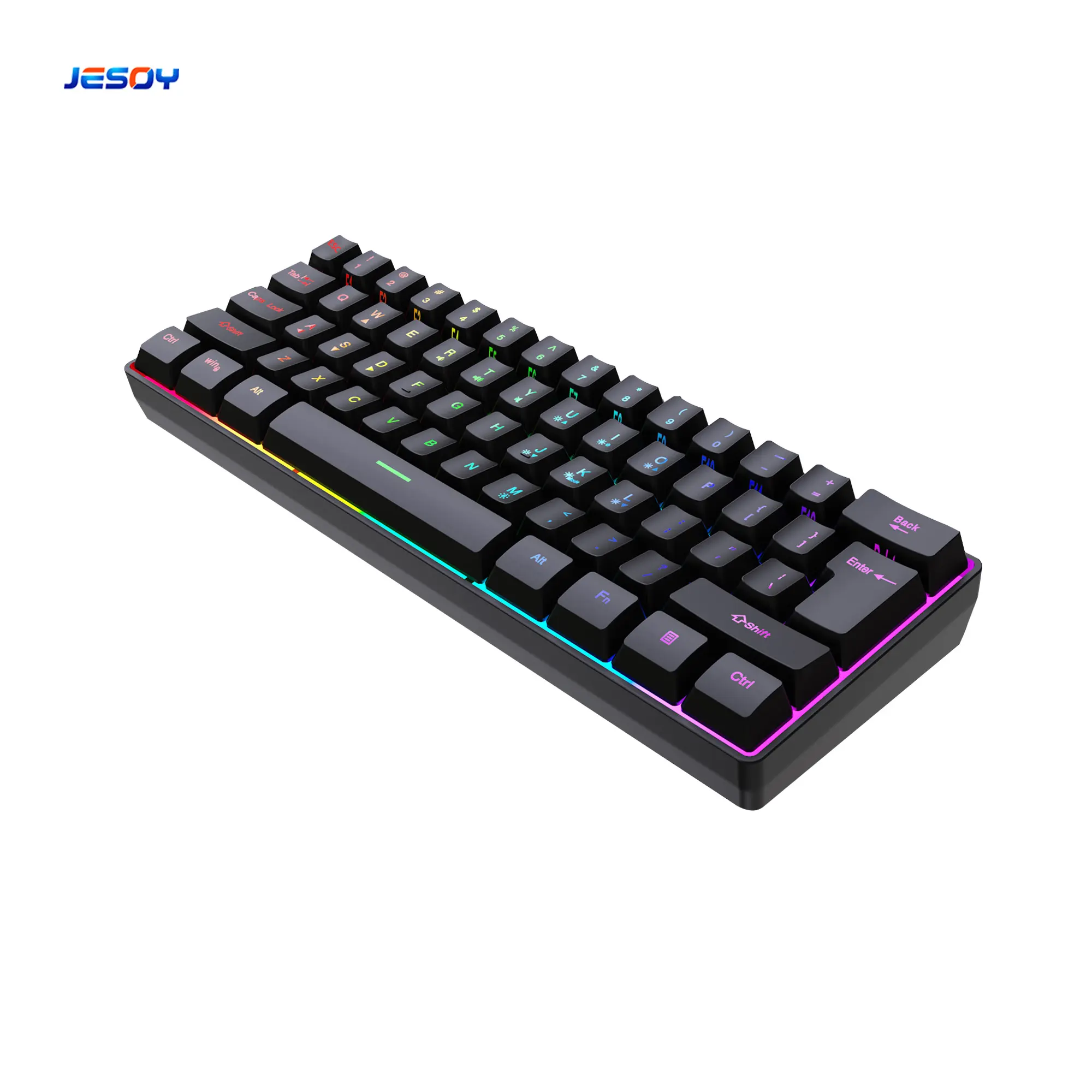 Aangepaste Computer Toetsenborden Rgb Backlight Laptop 60% Mini Gaming Toetsenbord Voor Pc Play En Stekker Draad