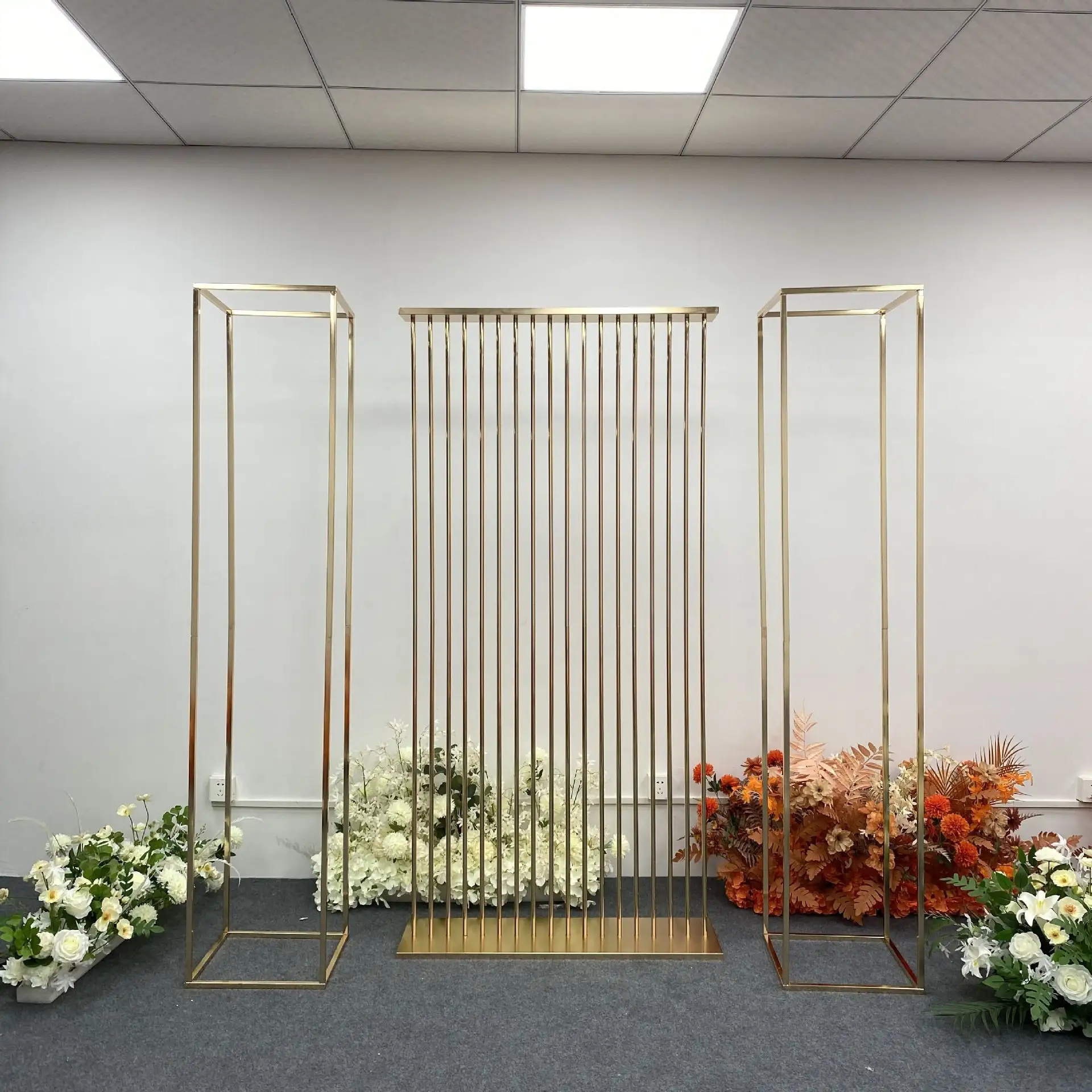 Party Wedding Stage Background Decoration 2M Iron Display Stand Golden Flower Stand Wedding Backdrop Arch Decoration Stand