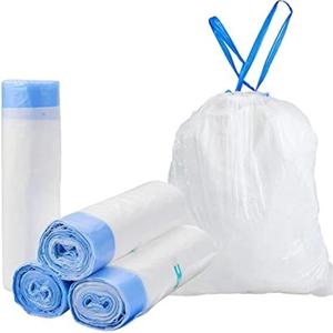 Bolsas de basura de plástico con cordón biodegradable con cordón, sacos de basura para el hogar de alta calidad en rollo - Product Image 1