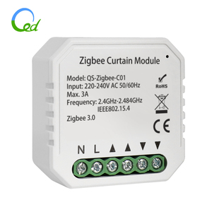 โมดูลผ้าม่าน Zigbee 220V Domotic,สวิตช์รีเลย์คู่ทำงานร่วมกับมู่ลี่บานประตูหน้าต่างมอเตอร์แบบท่อ