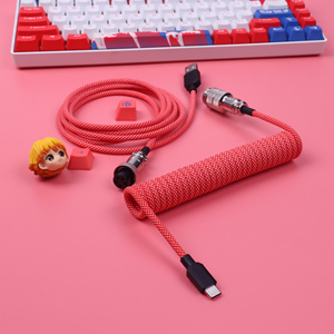 马卡龙彩色电缆usb c键盘USB飞行员键盘电缆转换器ps2至usb盘绕机械键盘电缆 - Product Image 1