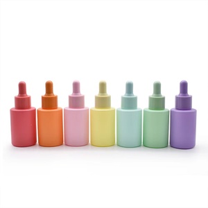 Customized 20ml 30ml 50ml  Flat Shoulder Frosting Colorful Glass Dropper Bottles Essential Oil Macaron Dropper Bottle - Product Image 1