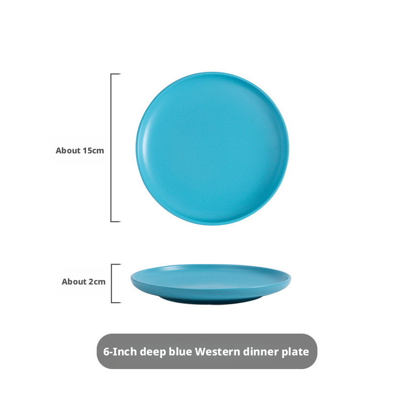 Plateau à pizza rond bleu mat de 6 pouces, petit