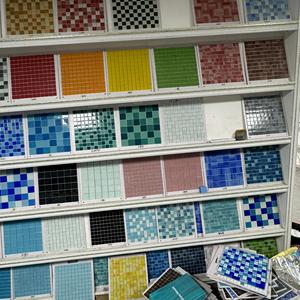 Gaoming màu xanh óng ánh thủy tinh khảm tàu điện ngầm gạch cho hồ bơi ngoài trời lượn sóng thiết kế sứ đá cẩm thạch vật liệu - Product Image 1