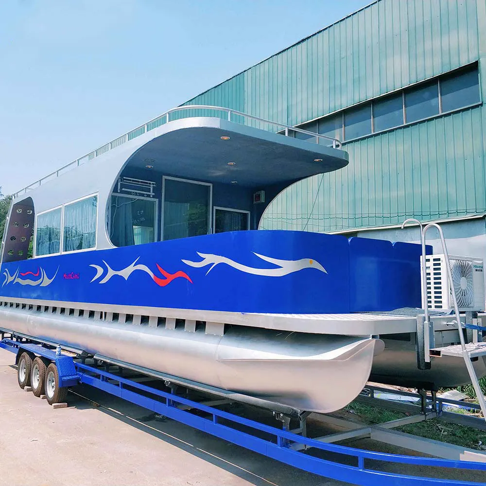 Kinocean nouveau 9m fibre de verre famille ponton péniche voile haute vitesse bateaux gonflables en aluminium voile Yacht Sports nautiques CN;GUA