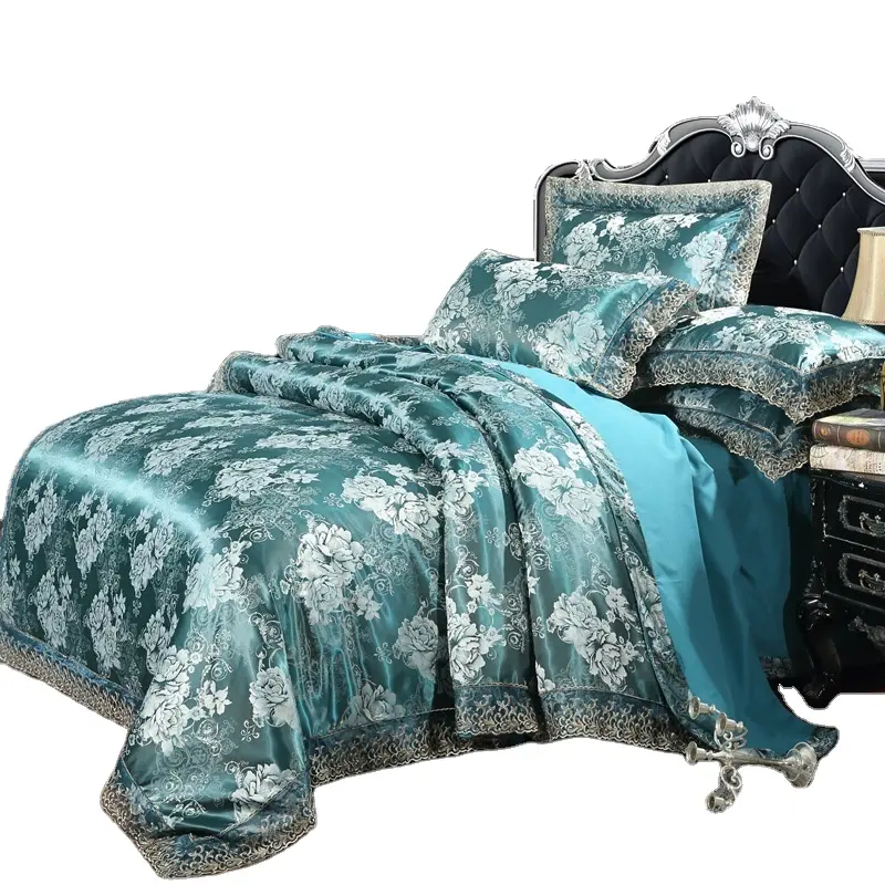 Комплект постельного белья Baimai, роскошный атласный жаккардовый кружевной комплект из шести предметов в европейском стиле, Королевский размер для свадьбы