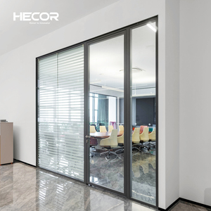 División de pared insonorizada fija moderna Modualr marco de aluminio partición de vidrio de oficina - Product Image 2