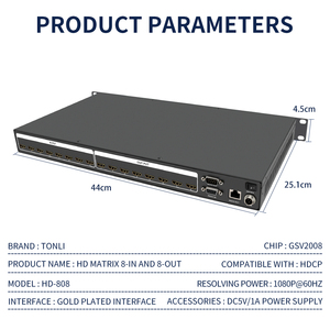 Professional 8x8 for <strong>HDMI</strong> <strong>Matrix</strong> <strong>8</strong> <strong>Input</strong> <strong>8</strong> <strong>Output</strong> with RS232 Control 1U Standard Cabinet Video Splitters &amp; Converters