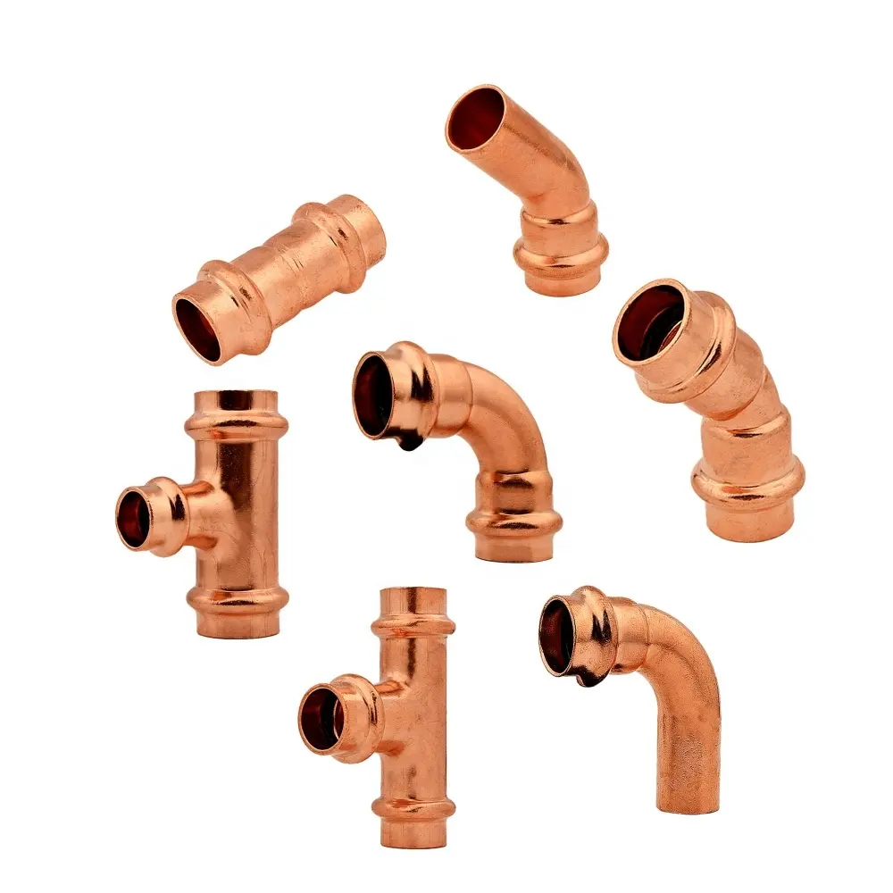 Custom Free Sample V Press Copper Fittings Elbows Copper Press Fittings Water Pipe and Fitting