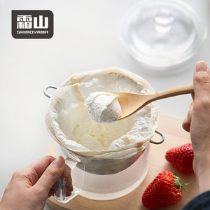 Shimoyama 100% cotton vải lưới lọc 1600ml Cốc Thủy Tinh Sữa Chua sàng lọc colander với xử lý đồ dùng công cụ - Product Image 1