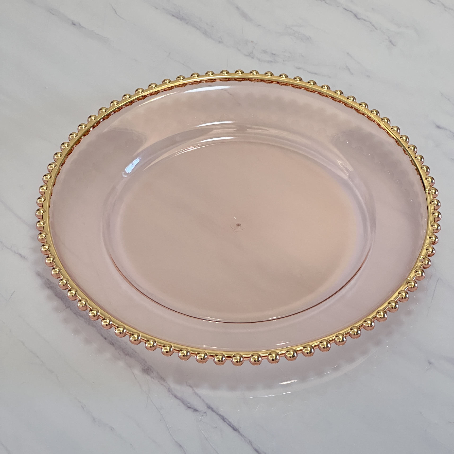 Pale pink with gold border