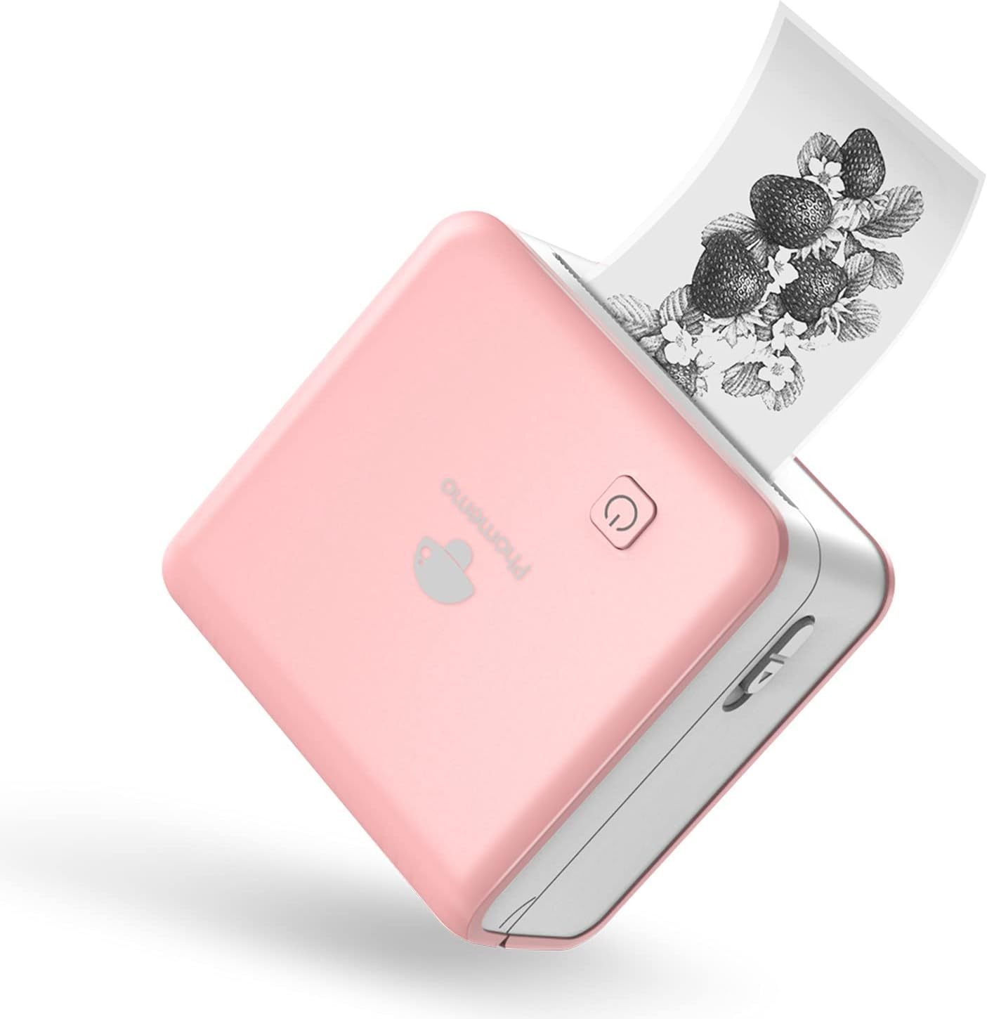 Impresora Rosa con 1 rollo de Papel Térmico Adhesivo Blanco