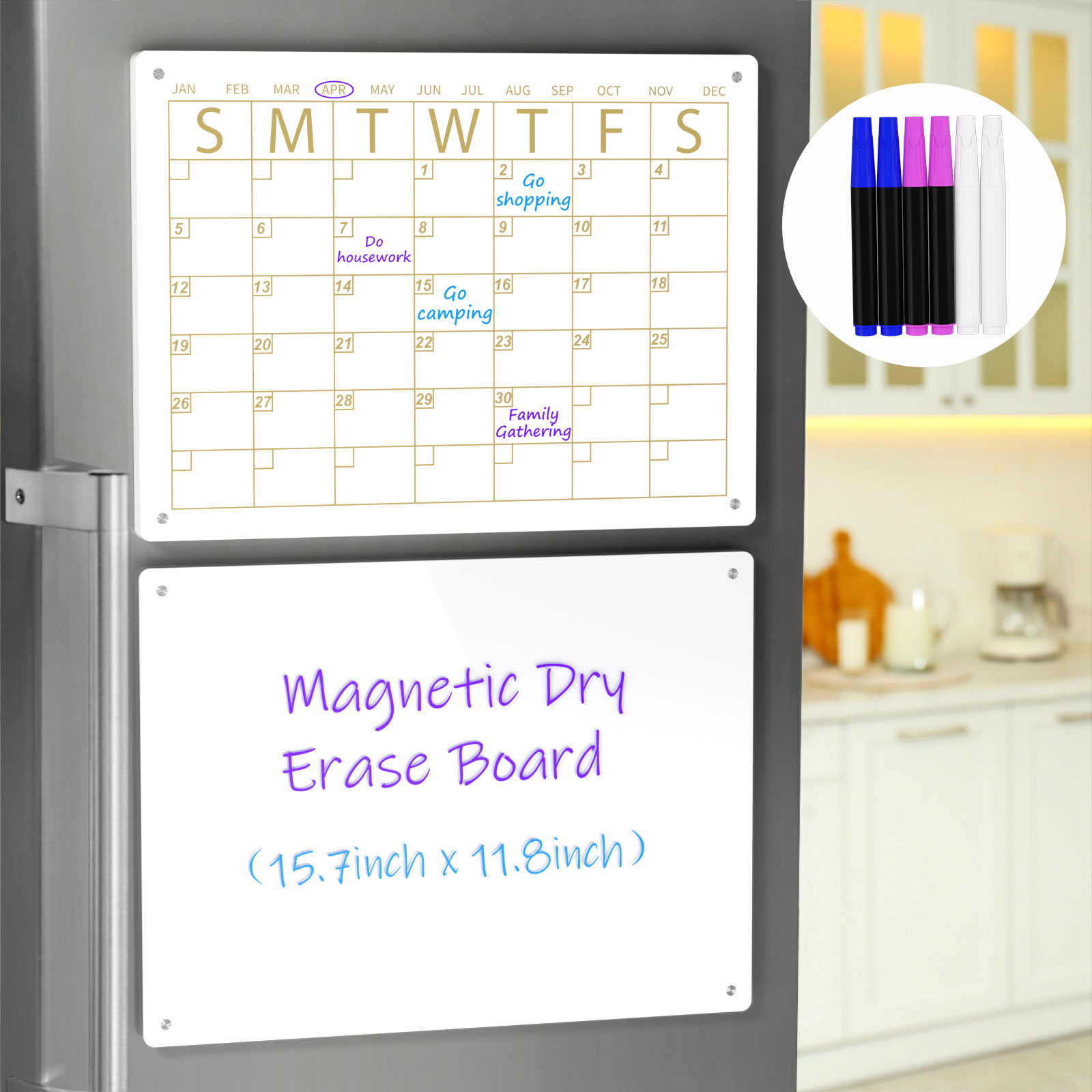 Calendrier en acrylique blanc avec mémo
