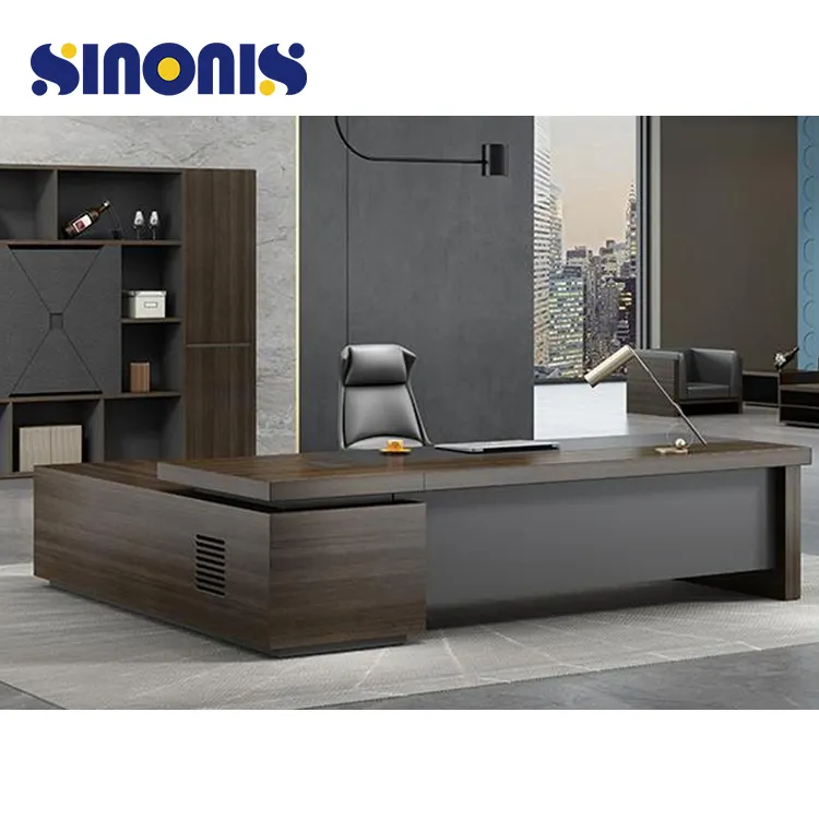 Sinonis atacado venda oem personalizado estilo de madeira moderno móveis de escritório de madeira projeto de mesa escritório