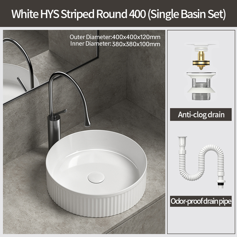 Blanco HYS Rayado Redondo 400 Sin Grifo