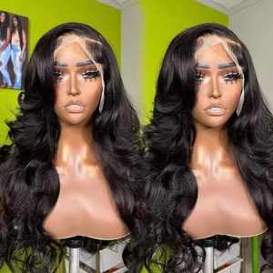 13x4 13x6 شعر مستعار مموج للجسم الخام شعر بشري بدون لاصق دانتيل شفاف عالي الدقة - Product Image 1