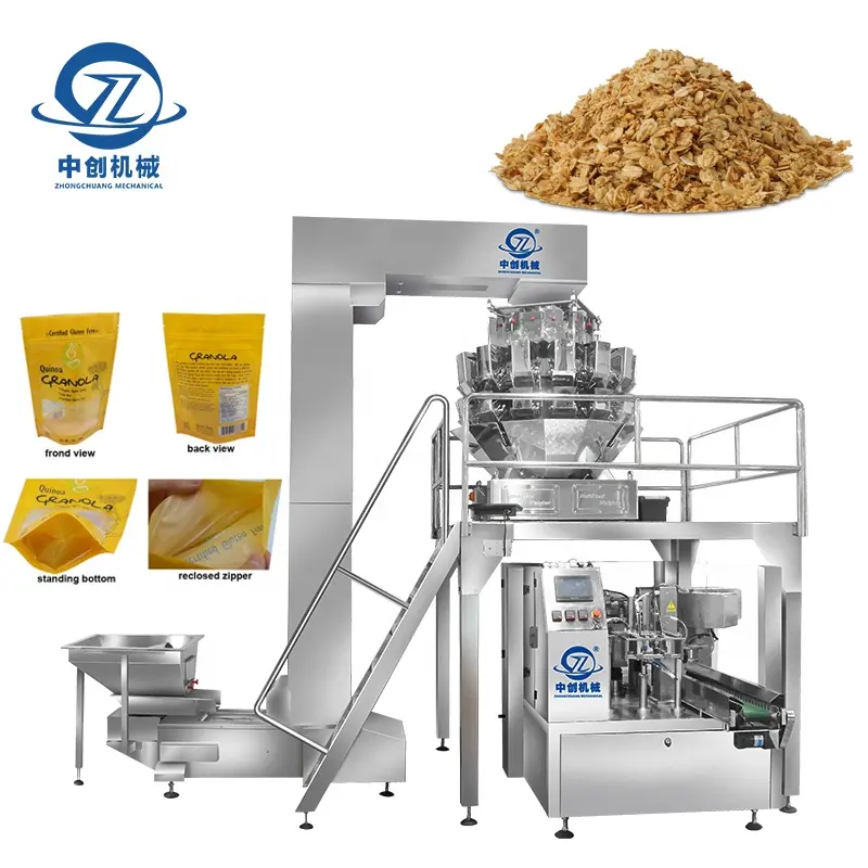 Multihead Scale Weighing Doy Filling Sealing Packaging Cranberry Cereal Granola Bulk Ziplock Bag Premade Pouch Packing Machine