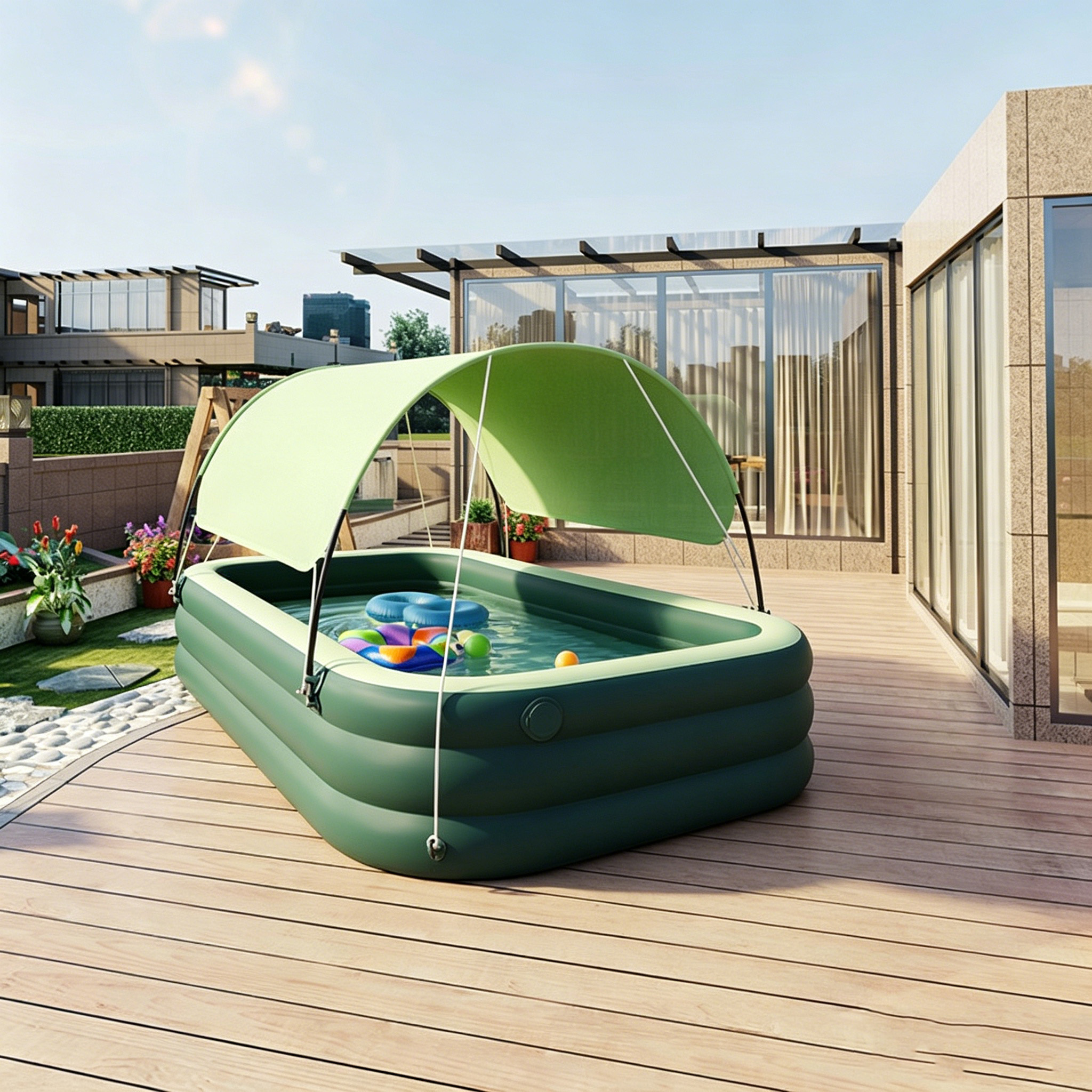 Vert givré (piscine + auvent)