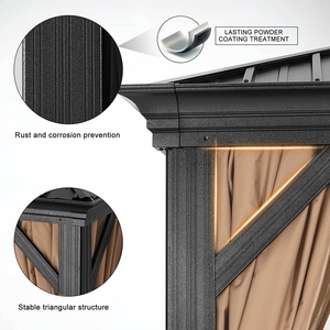 Abcgölgelik Hardtop Gazebo 12x16 Hardtop Gazebo Nettings Hardtop Gazebo çift üst açık demir Metal çift çatı Gazebo - Product Image 6