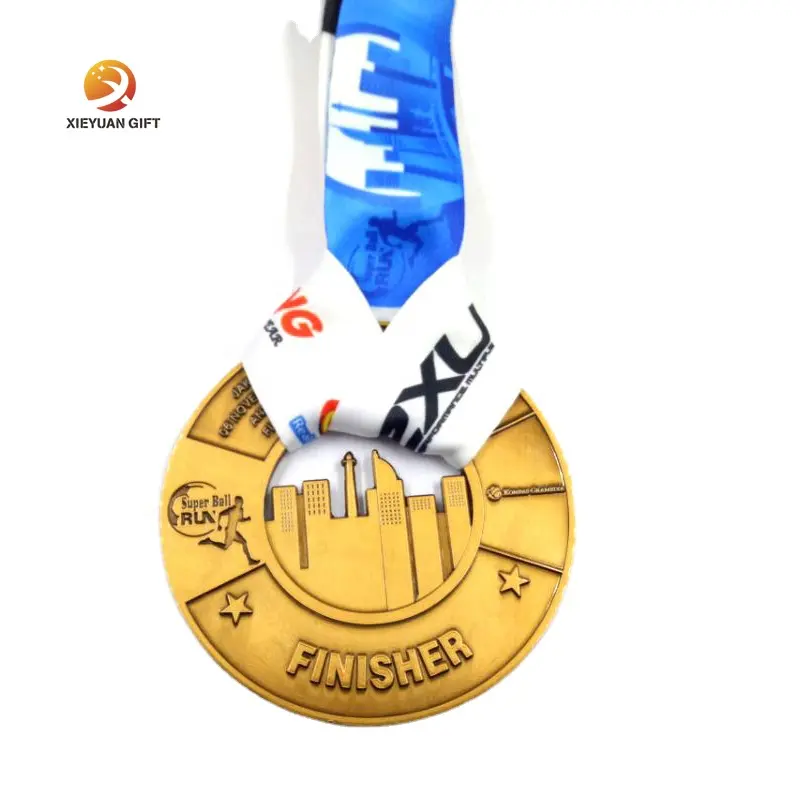 Xieyuan BSCI sertifikalı fabrika özel toptan maraton metal 3d çinko alaşım bakır kaplama spor altın spor madalyası