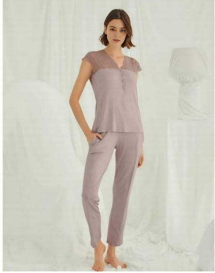 6536 pantalón rosa manga corta
