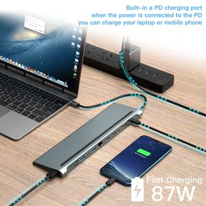 12 in 1 Hub <strong>Type</strong> <strong>C</strong> to HDTV VGA <strong>Adapter</strong> RJ45 Lan Ethernet SD TF PD USB3.0 3.5mm Jack Audio Video <strong>USB</strong> <strong>c</strong> Hub Computer Accessories - Product Image 4