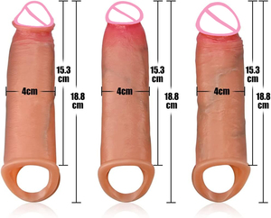 סימולציה בגודל גדול מעובה הסיפון כפול סיליקון סיליקון נוזלי דילדו שרוול הפין לגברים - Product Image 5