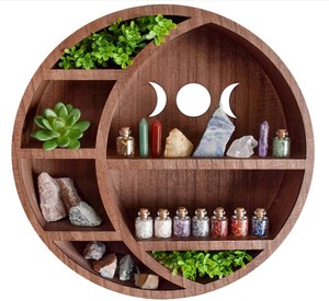 Crescent Wooden <strong>Moon</strong> Shelf for Crystals Wall Decor Modern Shelf <strong>Display</strong>, <strong>Moon</strong> Shelves for Essential Oil - Product Image 1