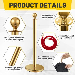 ステンレス鋼支柱ポストキュー赤いベルベットロープ赤いカーペットロープ群衆制御バリア - Product Image 2