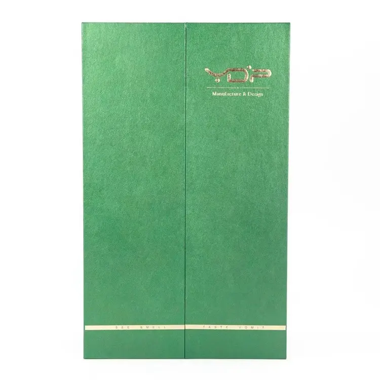 Pacchetto di cartone verde di fascia alta consegna mini set regalo di vino rosso con set di vetro alto presente scatola di vino a doppia porta