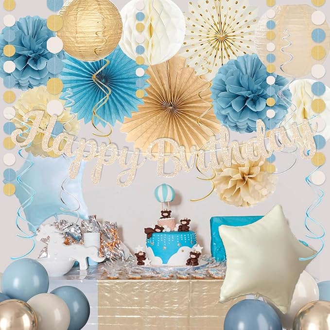 Bleu poussiéreux Beige-champagne
