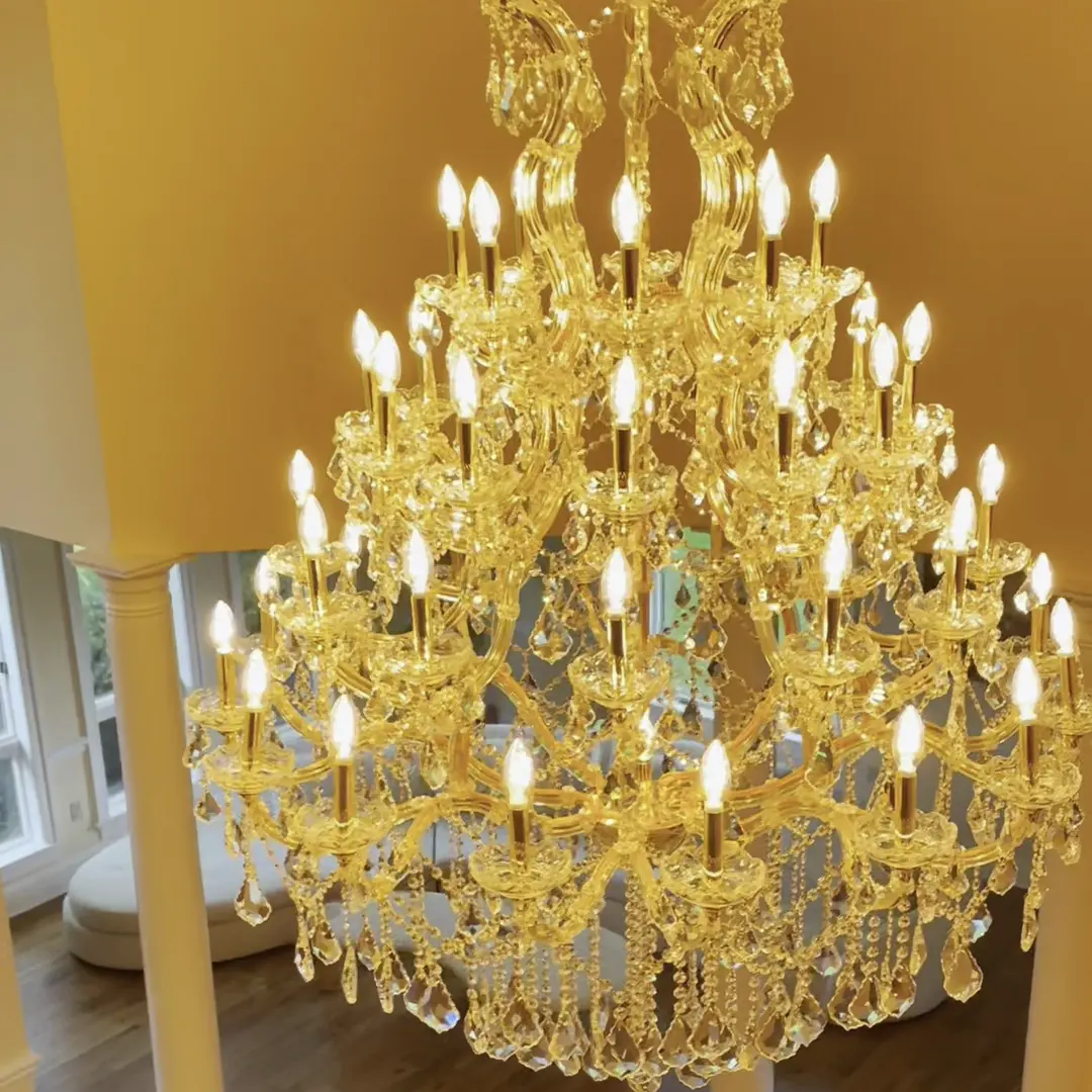 Large Hotel Candle Branch Crystal Chandelier Custom Project Maria Theresa Chandelier Luxury