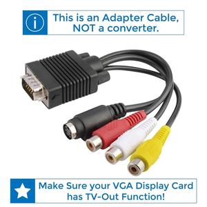 VGA SVGA a S-Video 3 RCA TV AV Adaptador de cable convertidor con chaqueta de PVC Producto en stock para aplicación de altavoz