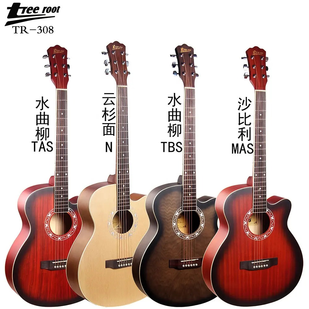 OEM China Fábrica 40 Polegada 6 Cordas Cutaway Iniciante Matte Basswood Linden Spruce DIY Kit Guitarra Acústica para crianças