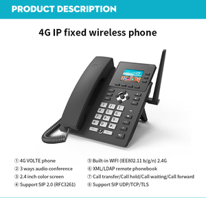 Senza fili Cordless 3 SIP utenti citofono per appartamento casa Call Center 3 tasti di selezione rapida 4G Full band SIM Card LAN Wifi GSM POE - Product Image 2