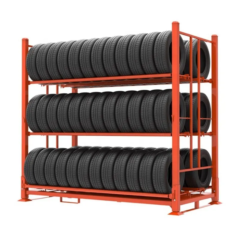 Empilhável alta qualidade caminhão pneu armazenamento Rack Heavy Duty Metal armazém Rack para pneu e roda Display