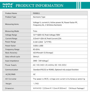PM9811デジタルスマートパワーメーターハーモニックテスター周波数およびパワーファクターワットメーター付き - Product Image 5