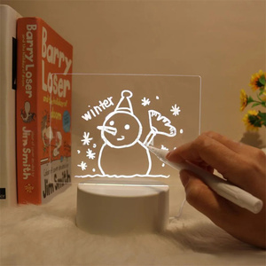 Yüksek şeffaf akrilik DIY not kurulu tatil ışık yaratıcı LED LED gece ışığı mesaj panosu ışık ile silinebilir kalem - Product Image 6