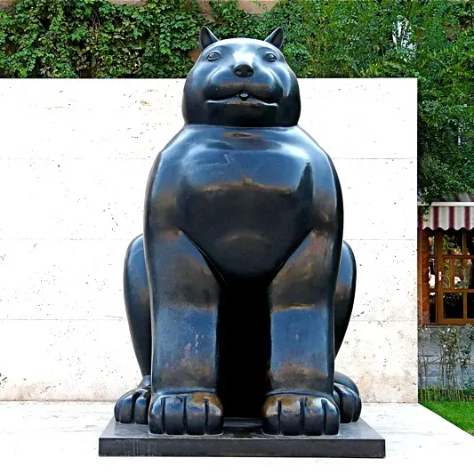 Sculpture de chat Botero en Bronze d'art en métal moderne pour jardin