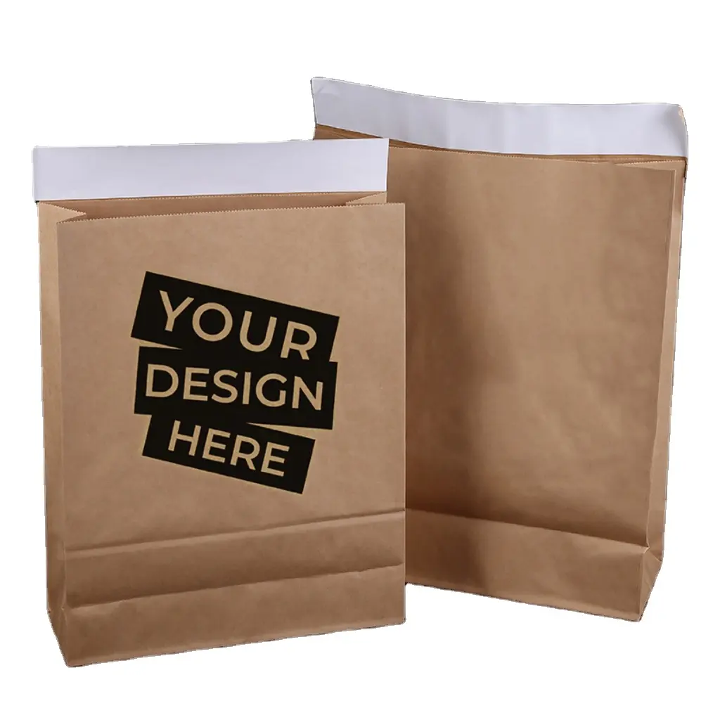 Tas surat Kertas kraft ramah lingkungan mudah terurai kustom tas kurir kertas kraft dengan tas pengiriman logo Anda