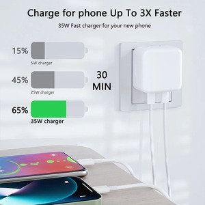 Toptan abd ab İngiltere tak çift Prot PD hızlı şarj 35w çift usb-c Port Apple için kutu ile kompakt güç adaptörü