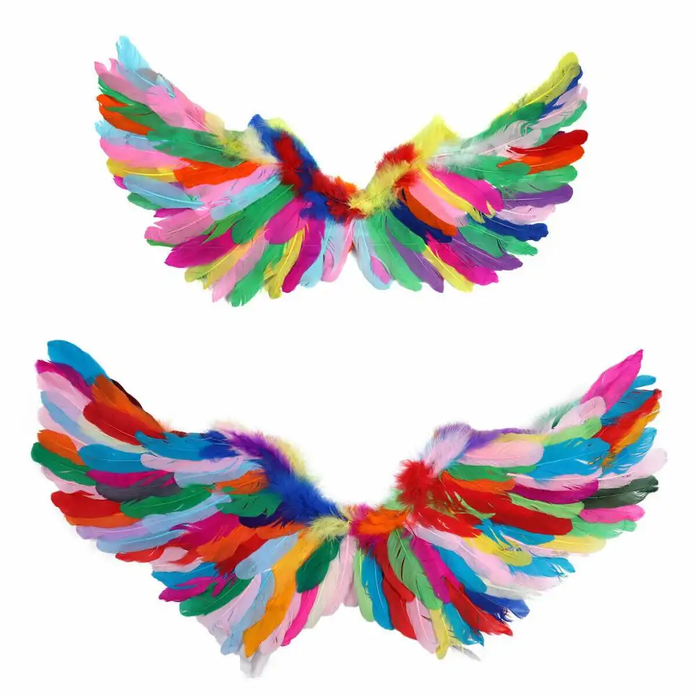 Alas de Ángel para niños y adultos, alas de hada coloridas, disfraz de fiesta, vestido de fantasía con plumas