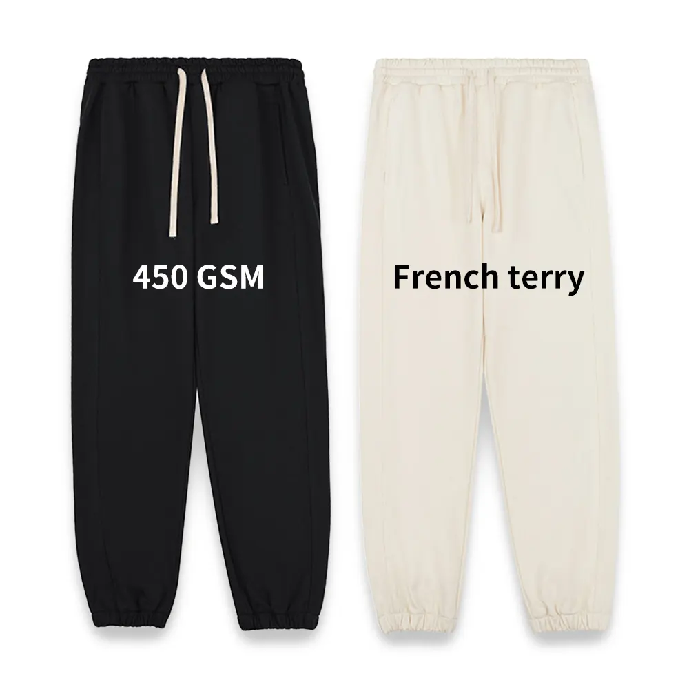 Özel Logo yüksek kalite 450 Gsm fransız Terry Baggy dipleri boş Sweatpants Jogger Sweatpants erkekler için