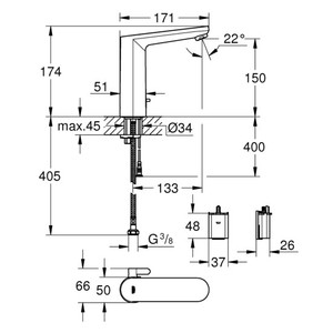 Cho grohe cho eurosmart quốc tế E Chrome Basin Mixer touchless cảm biến điện tử vòi nước cho hội trường sử dụng - Product Image 4