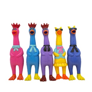 Komik renkli çığlık tavuk evcil köpek oyuncaklar horoz kargalar yavru oyuncak çekmek kauçuk tavuk Squeak sıkmak oyuncaklar - Product Image 1