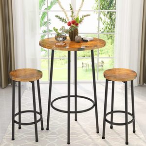 美国仓库3件套酒吧桌椅套装现代厨房柜台高度小空间餐桌套装 - Product Image 1