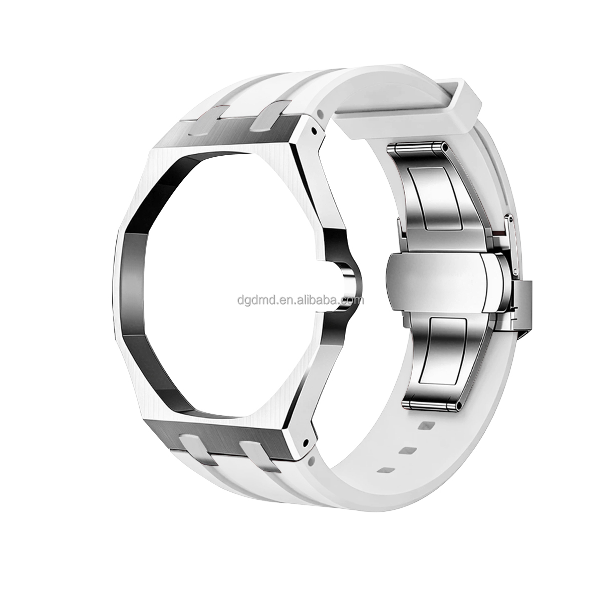 Boîtier argenté 3H + bracelet blanc